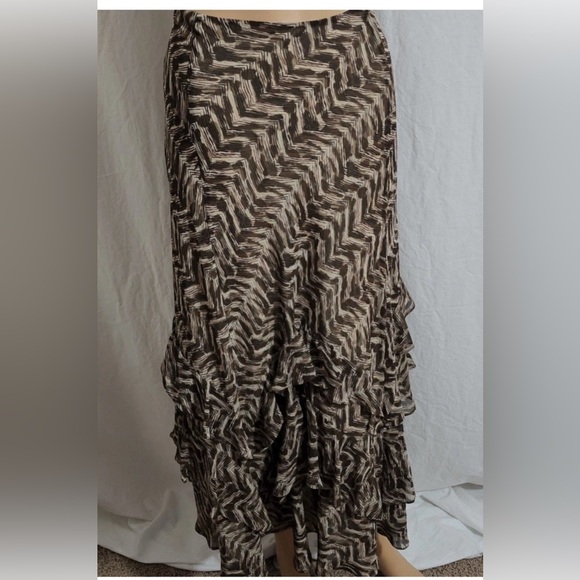 East5th ladies Ruffled skirt size L brown tan animal print elastic waist NWT 14 - Picture 1 of 4